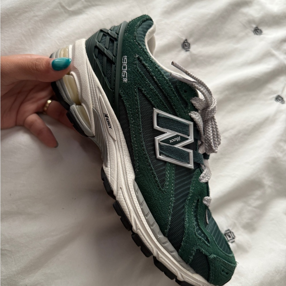 New Balance Forest Green and White Sneakers